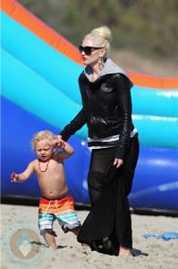 Gwen Stefani with son Zuma at the Beach
