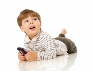toddler with a smart phone