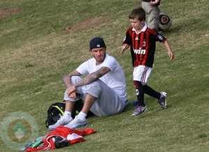 David Beckham with son Cruz at Soccer Practice