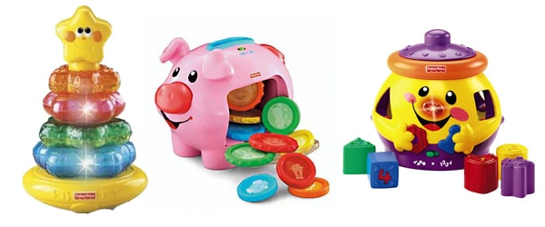 Fisher-Price Little Superstar Classic Stacker,  The Laugh 'n Learn Piggy Bank and the Fisher-Price Cookie Shape Surprise
