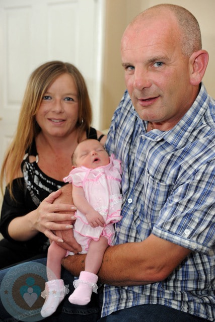 Tammy Whiteley and Andy Greene with their baby daughter Evie Summer