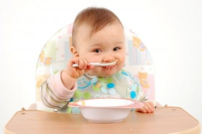 baby eating lunch