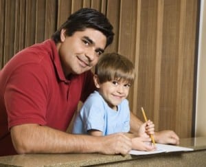 dad working with son