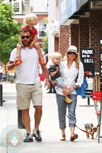 Naomi Watts with partner Liev Schreiber and sons Sasha and Sammy