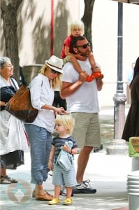 Naomi Watts with partner Liev Schreiber and sons Sasha and Sammy