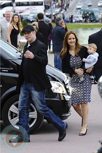 John Travolta & Kelly Preston with son Benjamin In Paris
