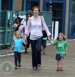 Marcia Cross with daughters Eden and Savannah at The Santa Monica Pier