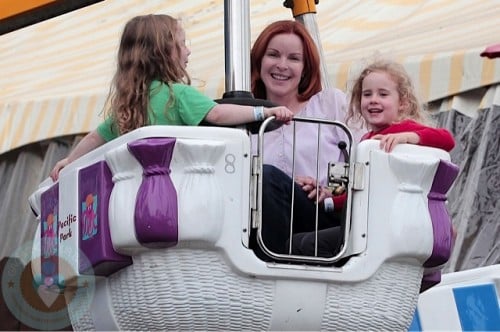 Marcia Cross with daughters Eden and Savannah at The Santa Monica Pier