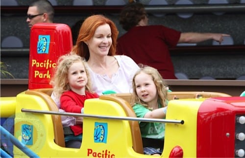Marcia Cross with daughters Eden and Savannah at The Santa Monica Pier