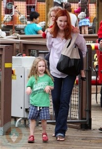 Marcia Cross with daughters Eden and Savannah at The Santa Monica Pier