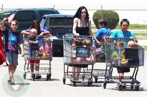 Nadya Suleman with her 14 children