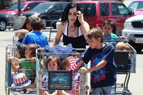 Nadya Suleman with her 14 children