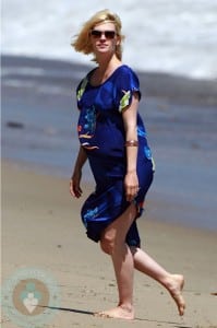 A Pregnant January Jones in Malibu