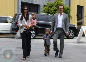 Matthew McConaughey with partner Camila Alves and kids Vida and Levi