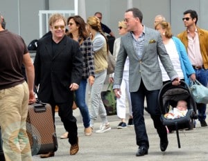 Elton John and David Furnish with son Zachary Jackson Levon