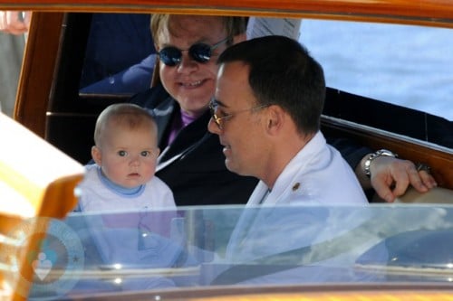 Elton John and David Furnish with son Zachary Jackson Levon