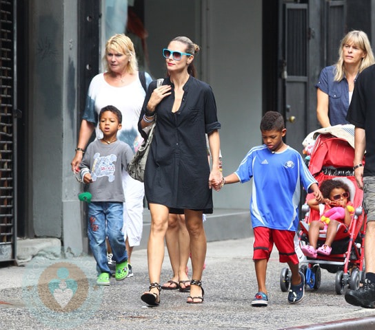 Heidi Klum with sons Henry and Johan & daughter Lou in NYC