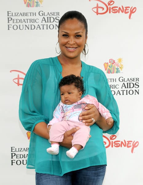 Laila Ali with daughter Sydney at Elizabeth Glaser fundraiser