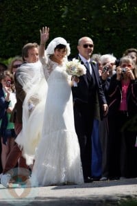 Lily Allen and her father on her wedding day