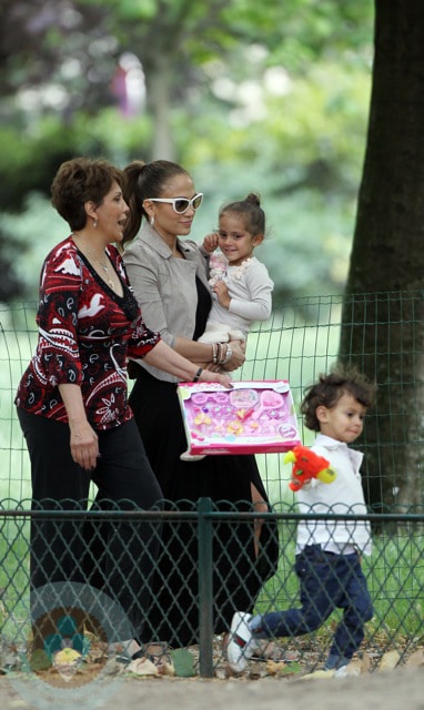 Jennifer Lopez in Paris with her children Max and Emme