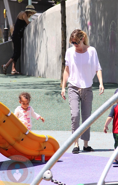 Ellen Pompeo with daughter Stella Luna Ivery at the park in NYC