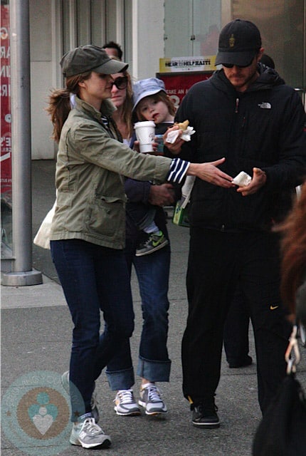 Keri Russell and her family in April shopping in Vancouver