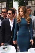 Marc Anthony and  Jennifer Lopez attend the ceremony to award Simon Fuller Walk of fame star