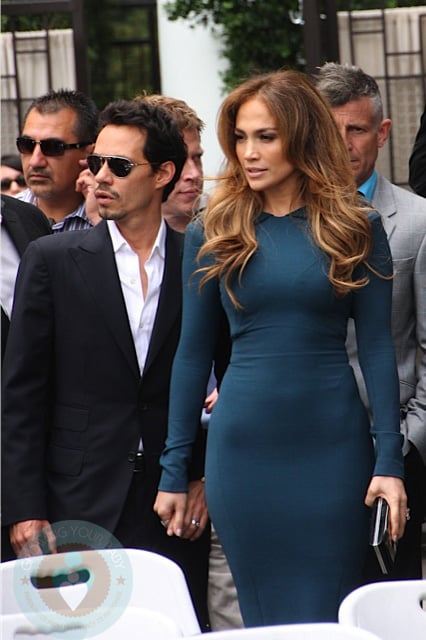 Marc Anthony and Jennifer Lopez attend the ceremony to award Simon Fuller Walk of fame star