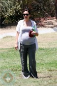 A pregnant Lindsay Price