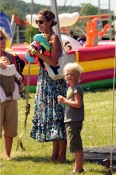 Christy Turlington with her son Finn at Super Saturday 14