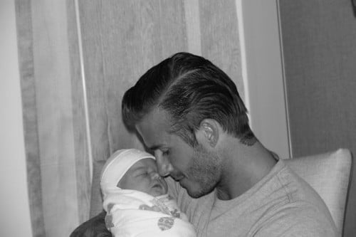 David Beckham and newborn Harper Seven