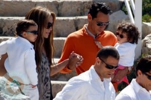 Jennifer Lopez and Marc Anthony having lunch with twins Max and Emme