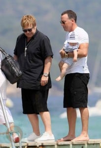 Elton John and David Furnish with son Zachary in St