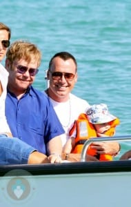 Elton John & David Furnish with Zachary in St