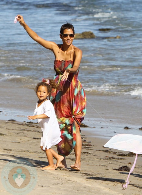 Halle Berry and daughter Nahla on the beach in Malibu