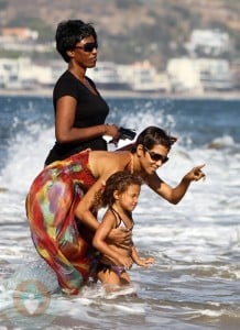 Halle Berry and daughter Nahla on the beach in Malibu
