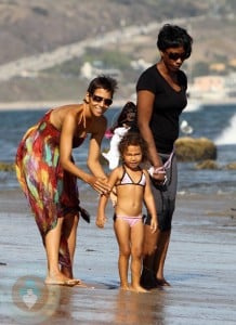 Halle Berry and daughter Nahla on the beach in Malibu