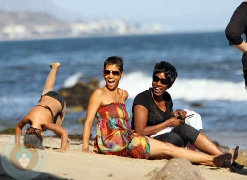 Halle Berry and daughter Nahla on the beach in Malibu