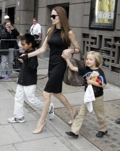 Angelina Jolie with Shiloh and Maddox