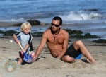 Gavin and Zuma Rossdale at the beach in Malibu