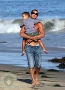 Gavin and Zuma Rossdale at the beach in Malibu