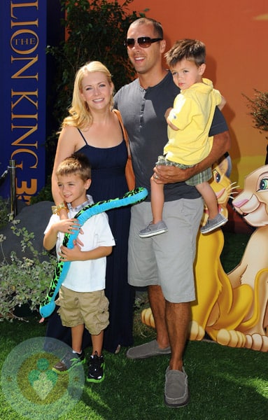 Melissa Joan Hart & husband Mark with sons Mason and Braydon Wilkerson