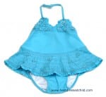 Kate Mack Infant Girls Aqua Blue Ruffled Halter Swim Suit