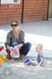 A pregnant Rebecca Gayheart and daughter Billie at the park in LA