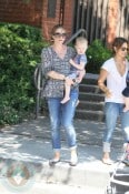 A pregnant Rebecca Gayheart and daughter Billie at the park in LA