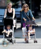 Sarah Jessica Parker with daughers Tabitha and Marion out in Soho