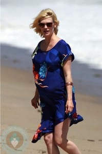 Pregnant January Jones at the beach in Malibu