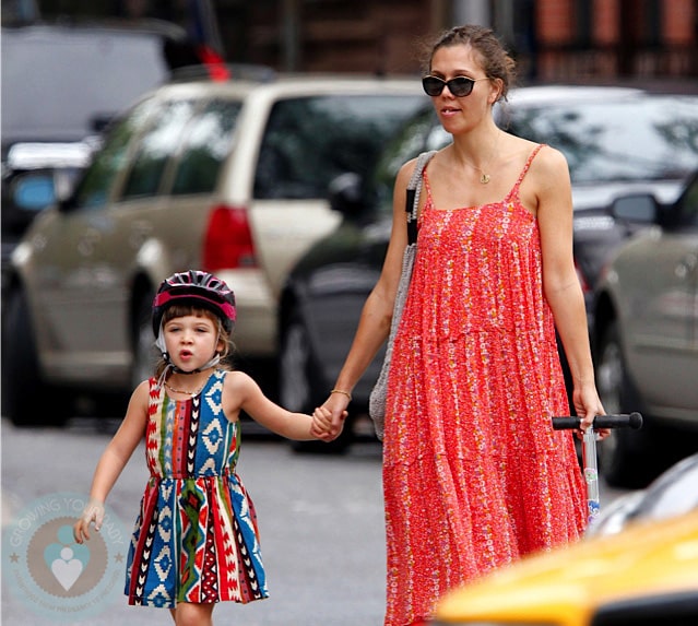 Maggie Gyllenhaal and daughter Ramona in Brooklyn