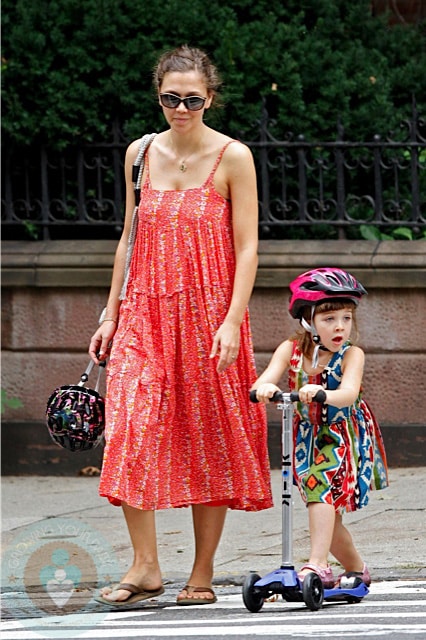 Maggie Gyllenhaal and daughter Ramona in Brooklyn