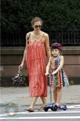 Maggie Gyllenhaal and daughter Ramona in Brooklyn